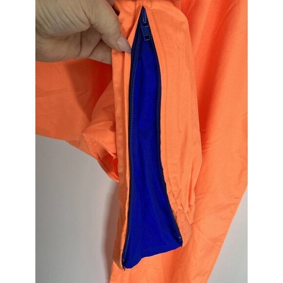 Vintage 80's Windbreaker Pants Neon Peach Nylon Size Small Zipper Cuffs Elastic - Picture 14 of 16